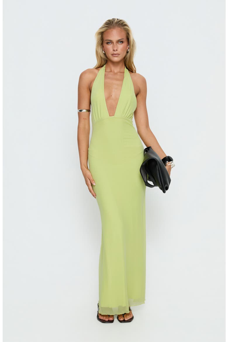 Astrazia Halter Maxi Dress, Alternate, color, GREEN