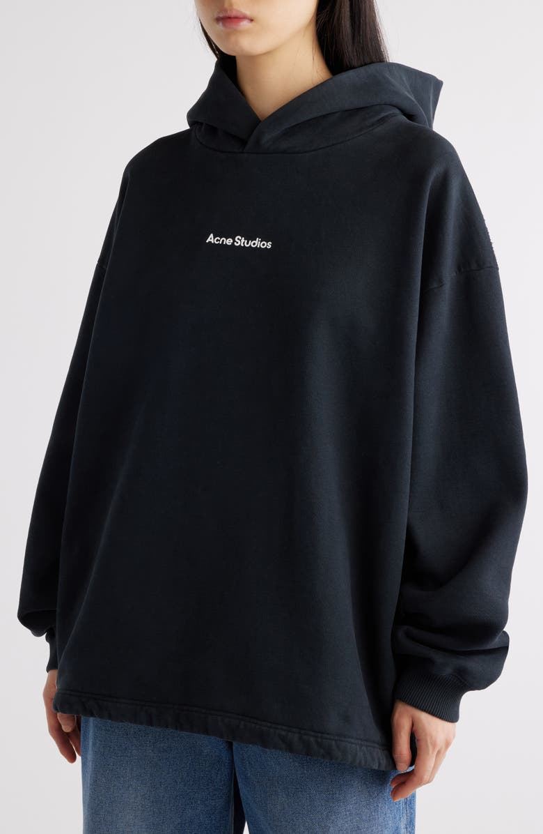 Acne Studios Fikka U Stamp Organic Cotton Hoodie, Alternate, color, Black