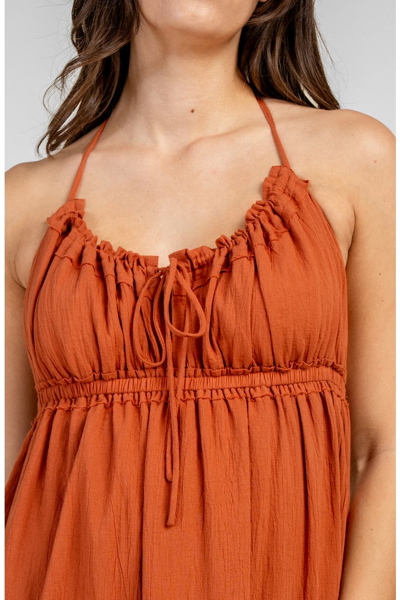 Gauze Maxi Halter Dress, Alternate, color, CARAMEL