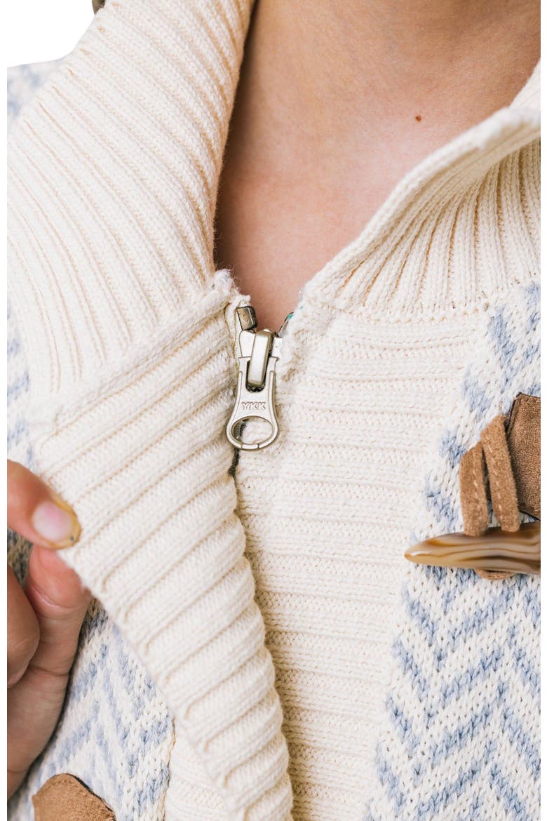Girls' Organic Toggle Sweater with Zipper, Kids, Alternate, color, Gray Herringbone