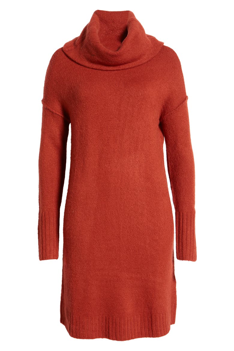 Luci Cowl Neck Long Sleeve Sweater Dress, Alternate, color, CHILI OIL