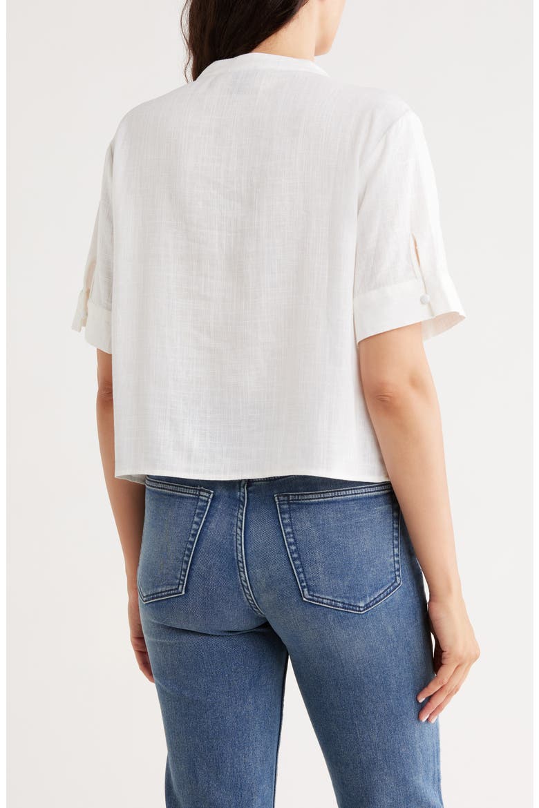 Short Sleeve Crop Button-Up Top, Alternate, color, BRIGHT WHITE