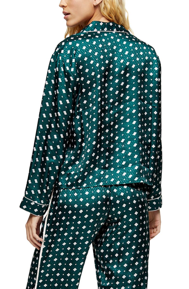 Topshop Tile Jacquard Pajama Shirt, Alternate, color,