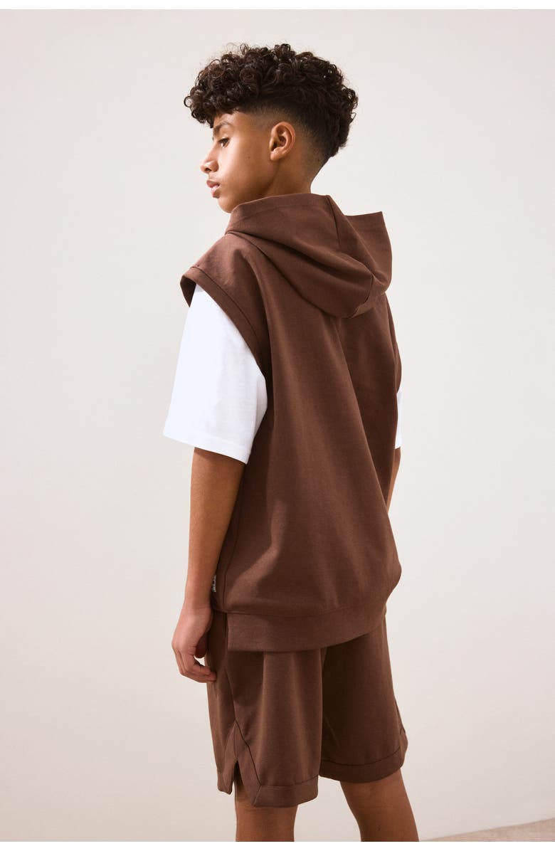 H&M Sleeveless Sports Hoodie Set With Drymove, Alternate, color, Dark Brown