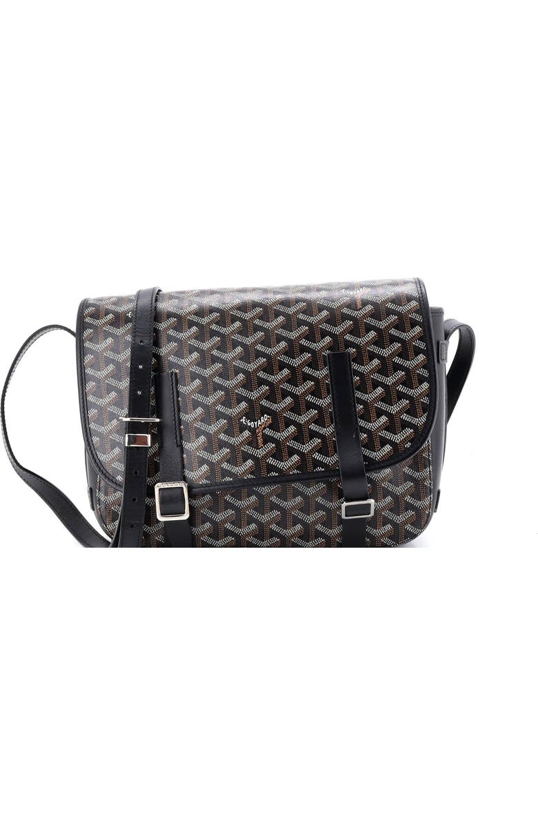 Pre-Owned Goyard Belvedere Messenger Bag Coated Canvas MM, Main, color, Black