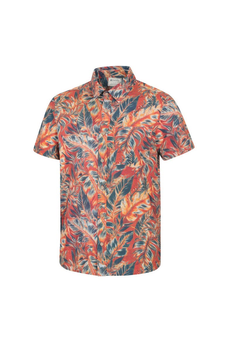 Tropical Leaves Short-sleeved Shirt, Alternate, color, Bright Orange