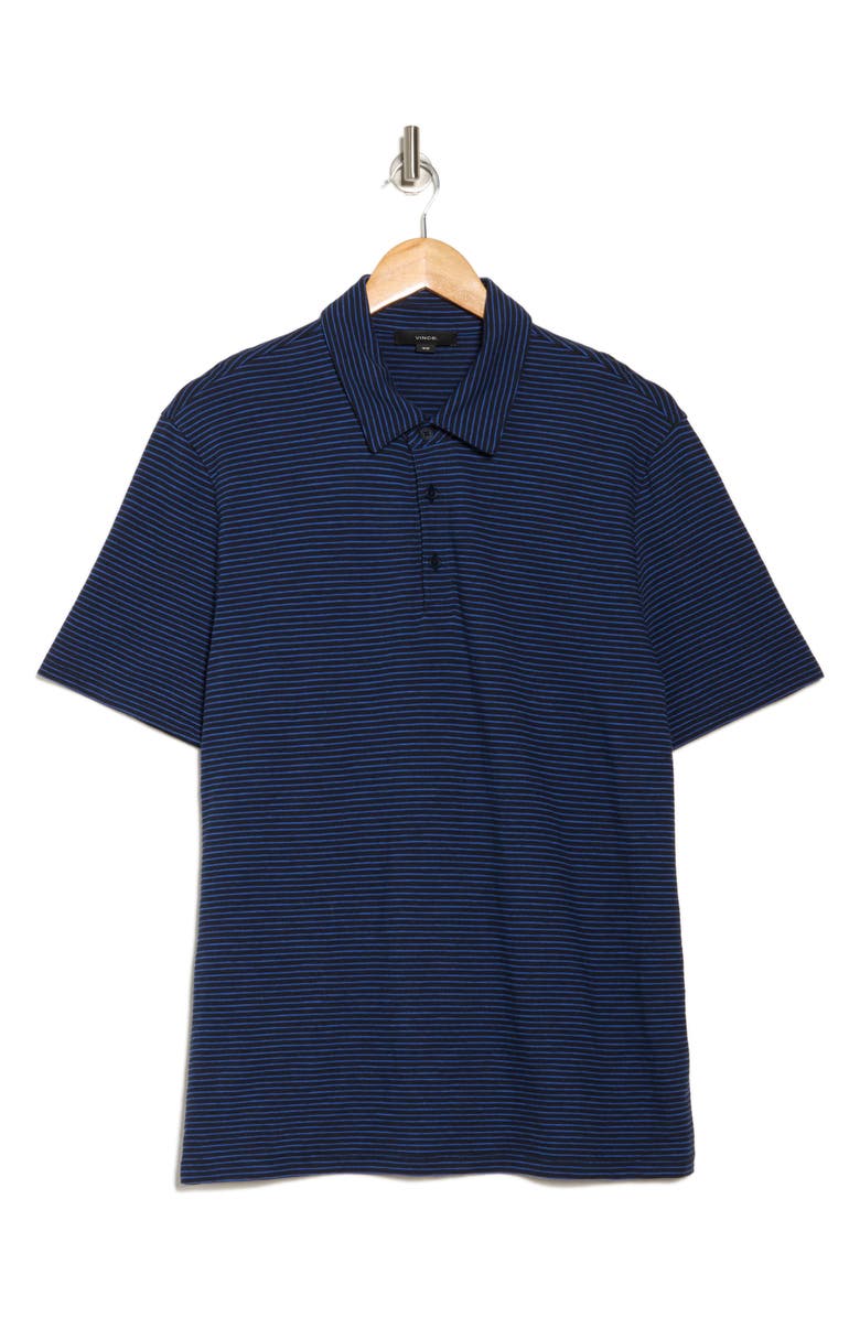 Vince Stripe Cotton Slub Polo, Alternate, color, Coastal/ Bright Cobalt Blue