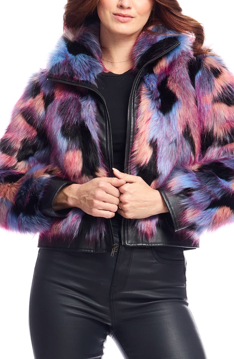 DONNA SALYERS FABULOUS FURS Cosmo Faux Fur Crop Jacket, Main, color, 