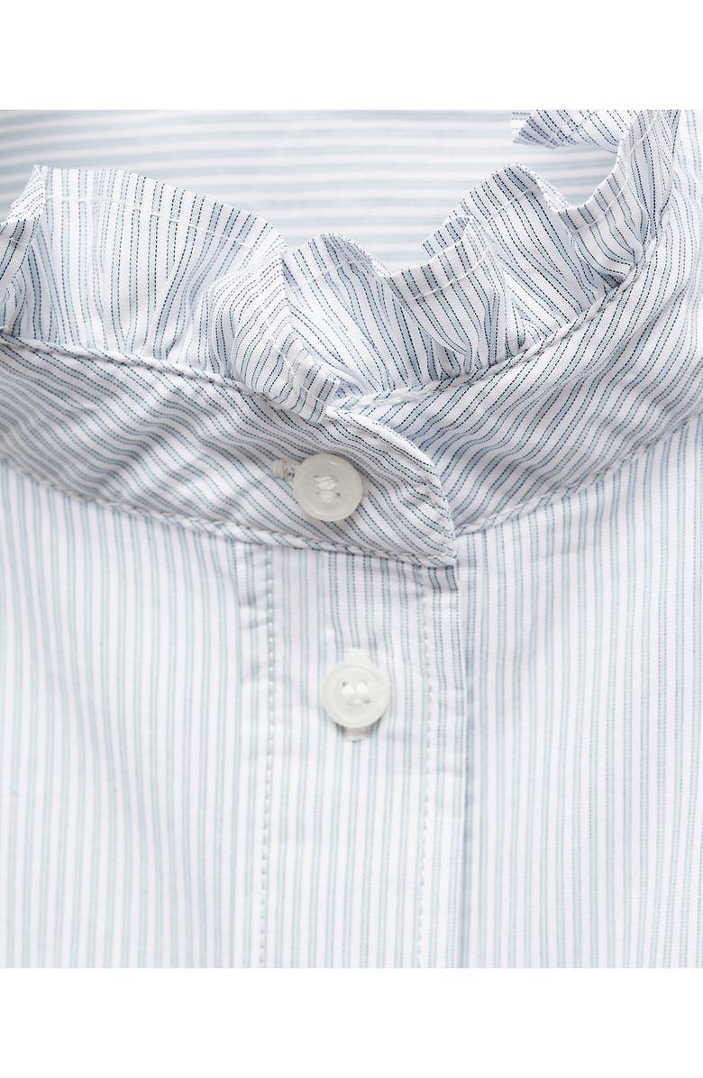 MANGO Ruffle Stripe Button-Up Shirt, Alternate, color,