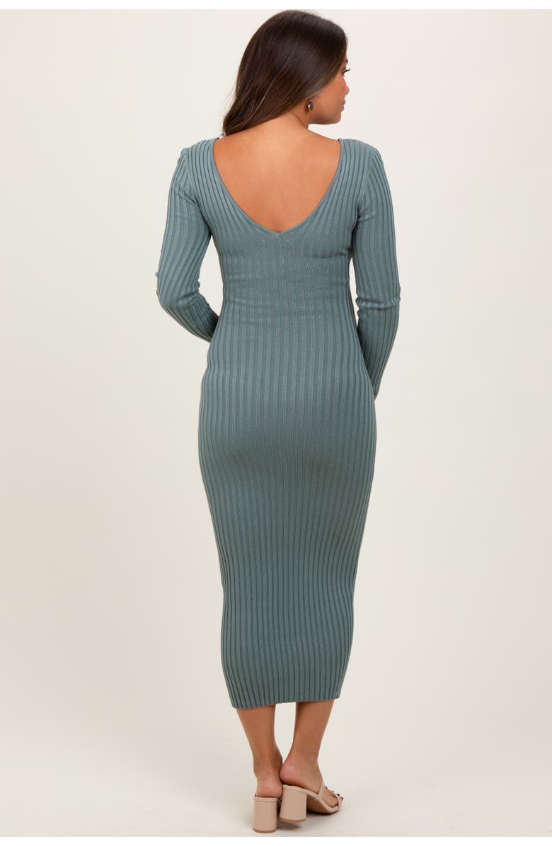 PinkBlush V-Neck Long Sleeve Fitted Maxi Dress, Alternate, color, Jade