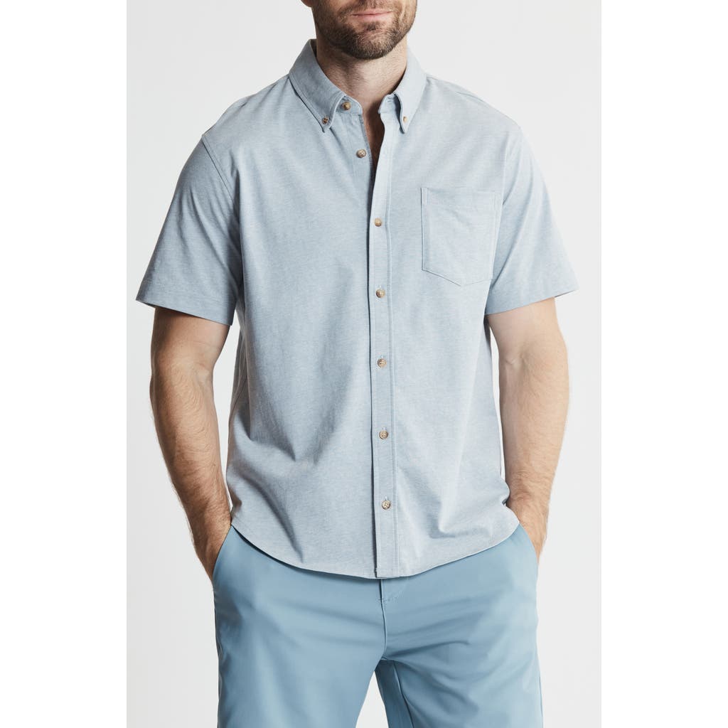 Jachs Short Sleeve Cotton Knit Button-up Shirt