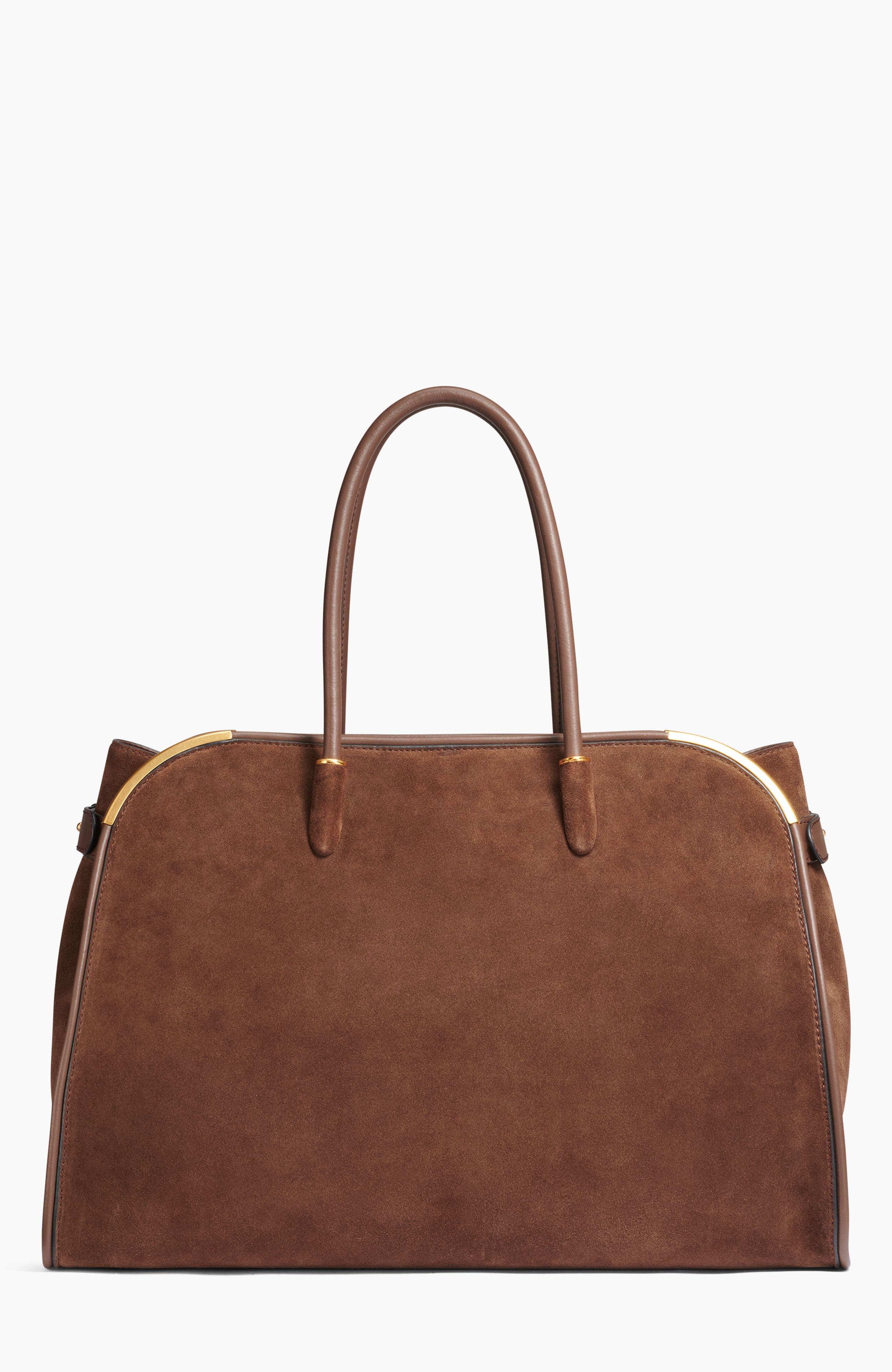 Donna Karan New York Satin Suede Tote, Alternate, color, Chocolate