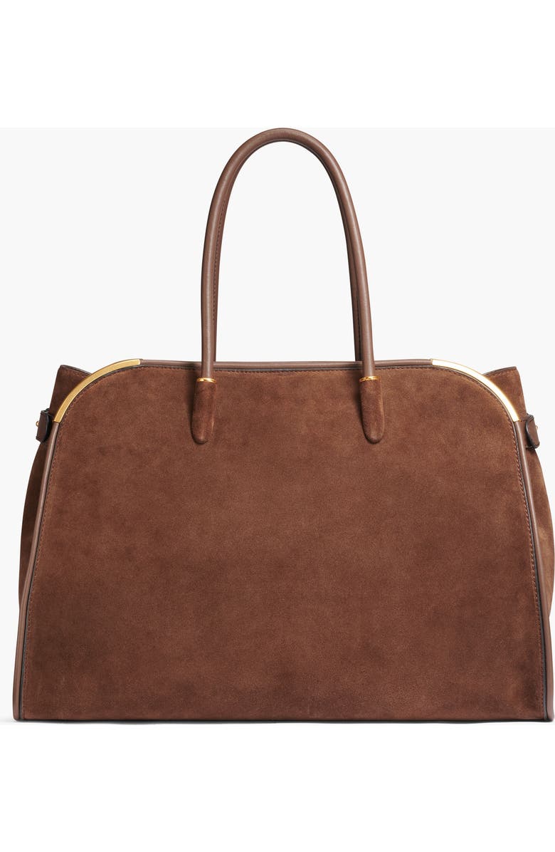 Donna Karan New York Satin Suede Tote, Alternate, color, Chocolate