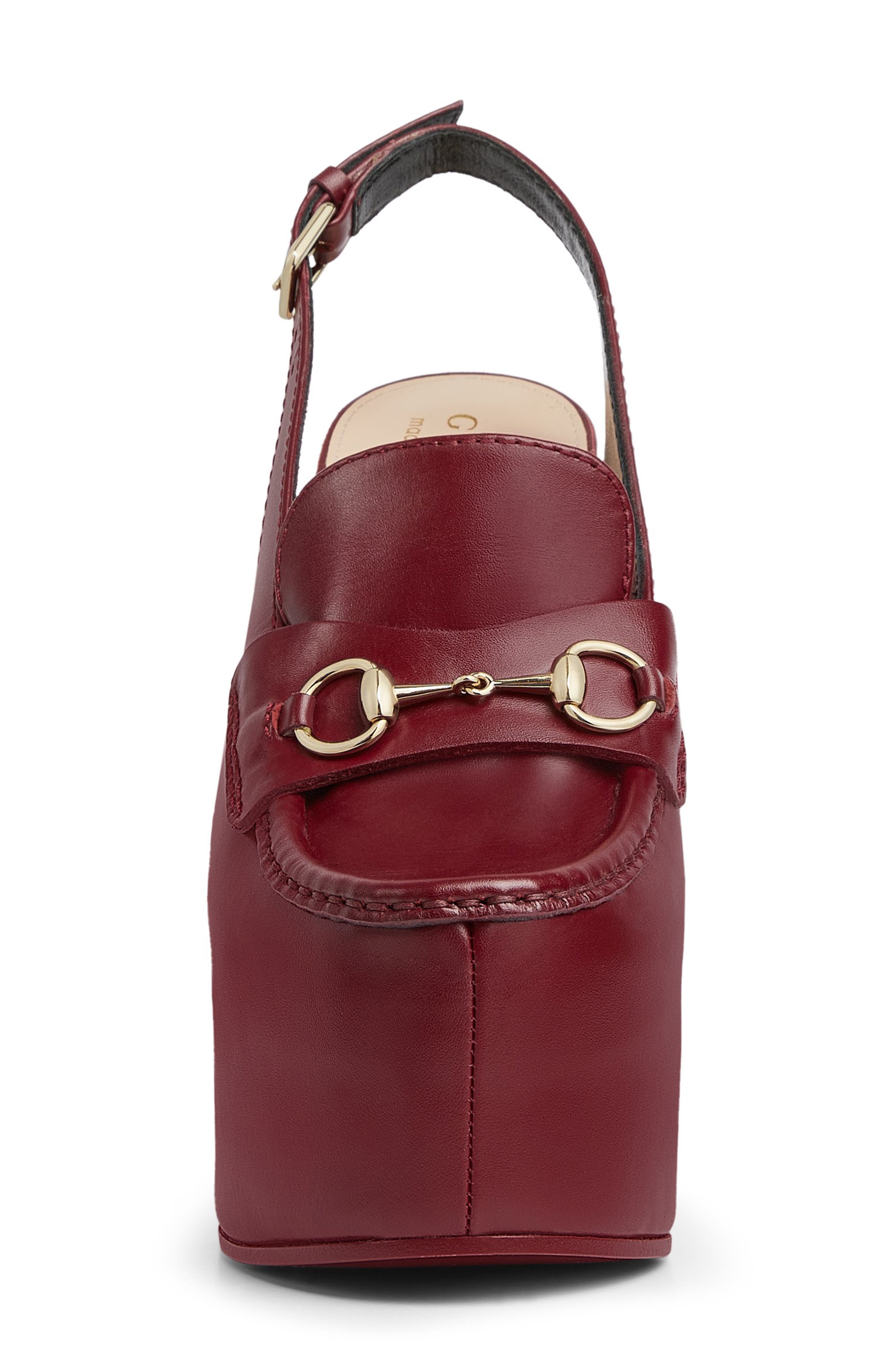Gucci Horsebit Platform Slingback Loafer Pump, Alternate, color, Rosso Ancora