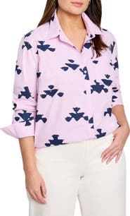 NIC+ZOE Stamped Stripe Stretch Cotton Button-Up Shirt