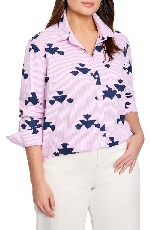 NIC + ZOE NIC+ZOE STAMPED STRIPE STRETCH COTTON BUTTON-UP SHIRT