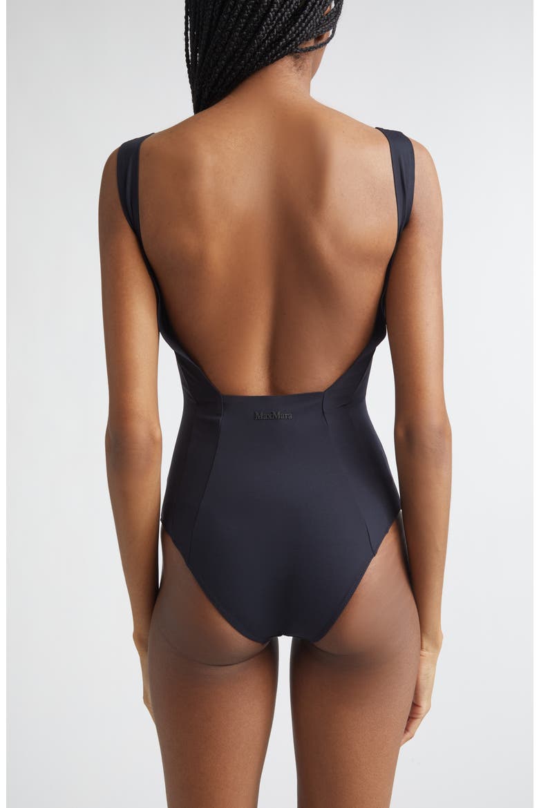 Square Neck One-Piece Swimsuit, Alternate, color, BLACK