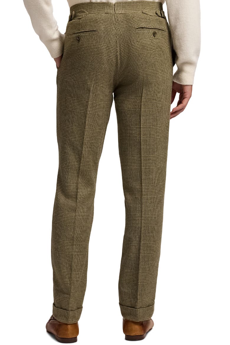Glen Plaid Silk, Wool & Cashmere Cuffed Pants, Alternate, color, ARTICHOKE GREEN MULTI