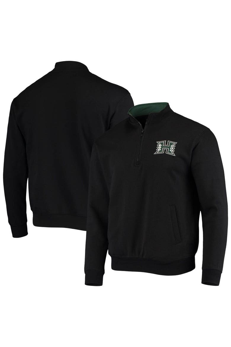 Men's Colosseum Black Hawaii Warriors Tortugas Logo Quarter-Zip Jacket, Main, color, Black