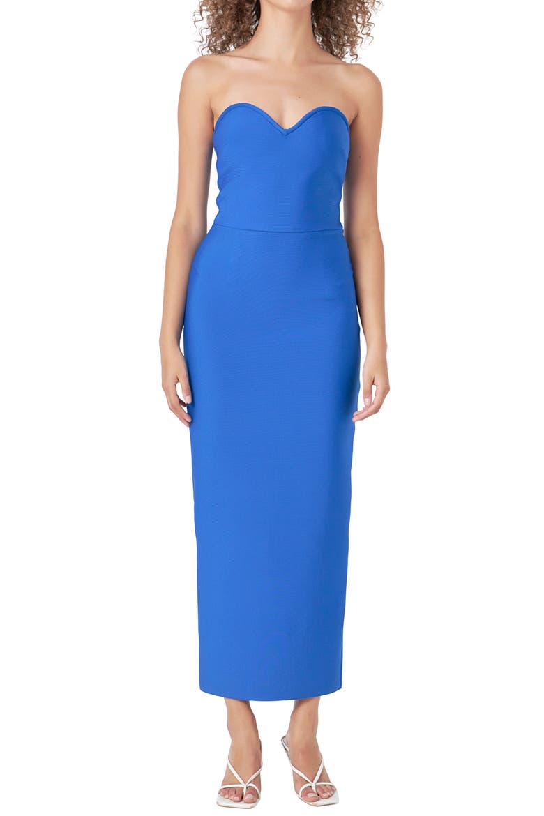 Strapless Sweetheart Neck Knit Dress, Alternate, color, BLUE