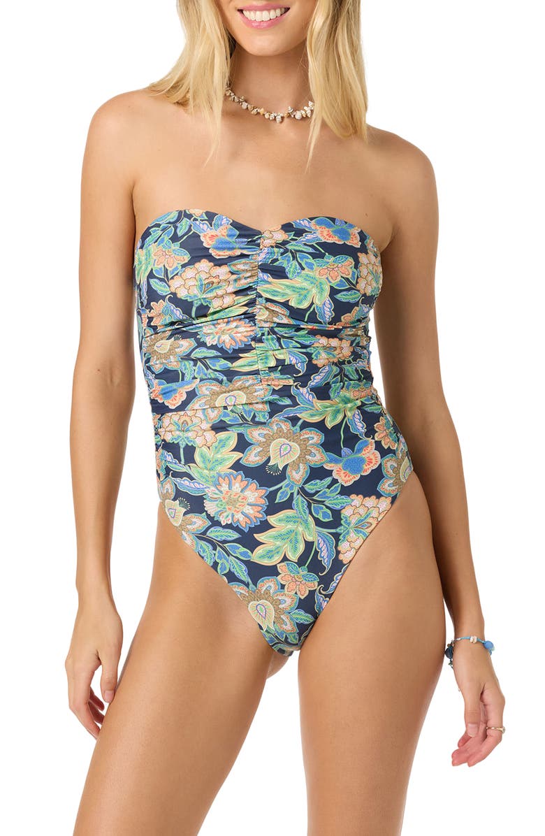 O'Neill Mermaid Floral Ubud One-Piece Swimsuit, Main, color, Navy