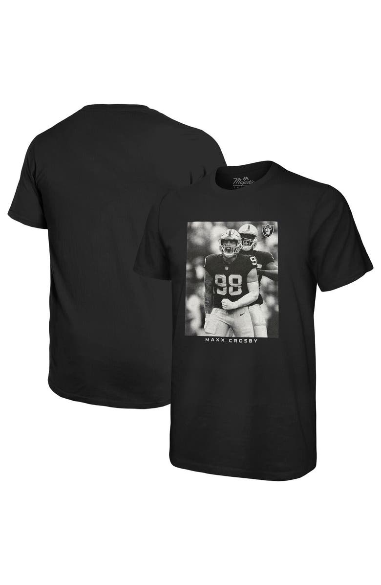 Majestic Threads Men's Majestic Threads Maxx Crosby Black Las Vegas Raiders Oversized Player Image T-Shirt, Alternate, color,