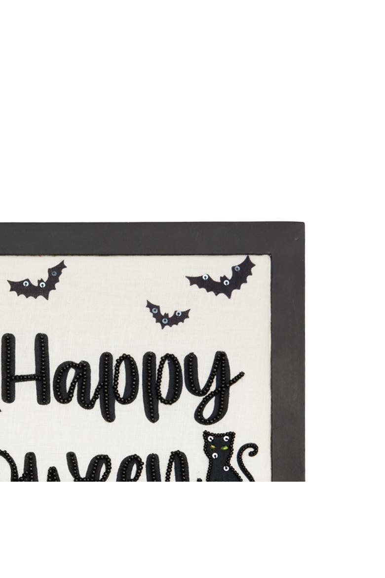 Black Cat & House "Happy Halloween" Mango Wood Shadow Box, 9" x 12", Alternate, color, Black