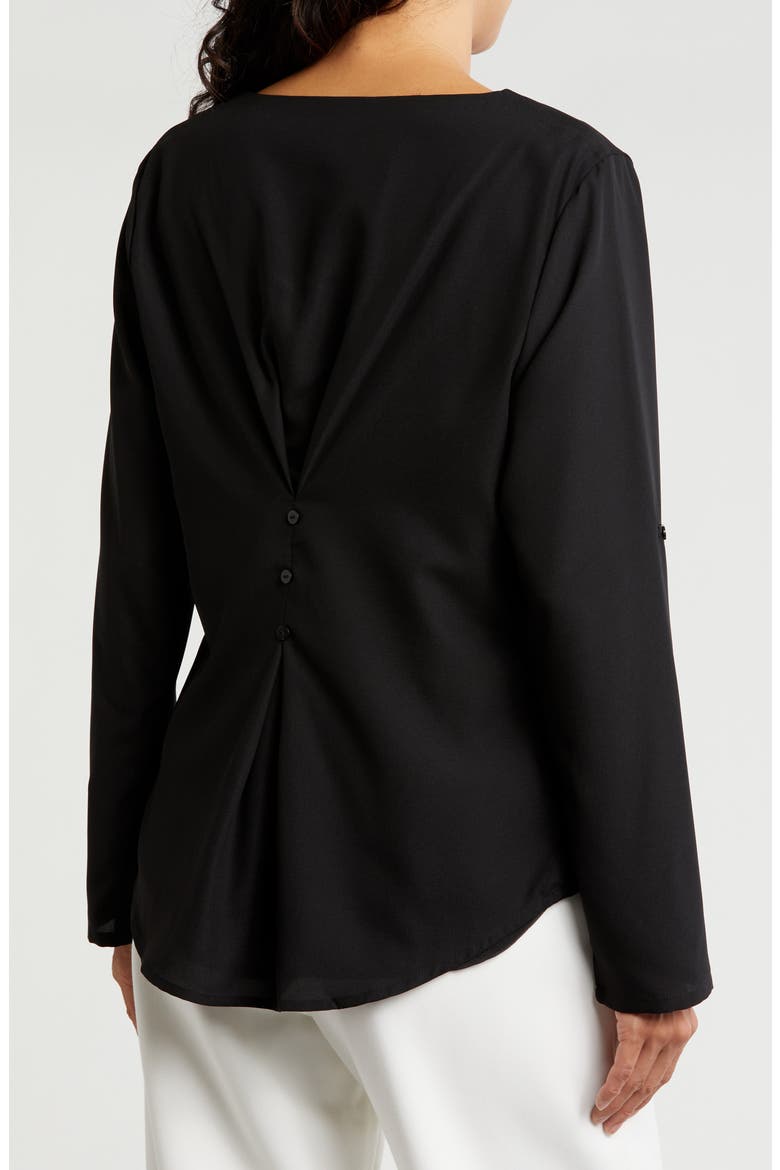 Button Back Long Sleeve Top, Alternate, color, BLACK