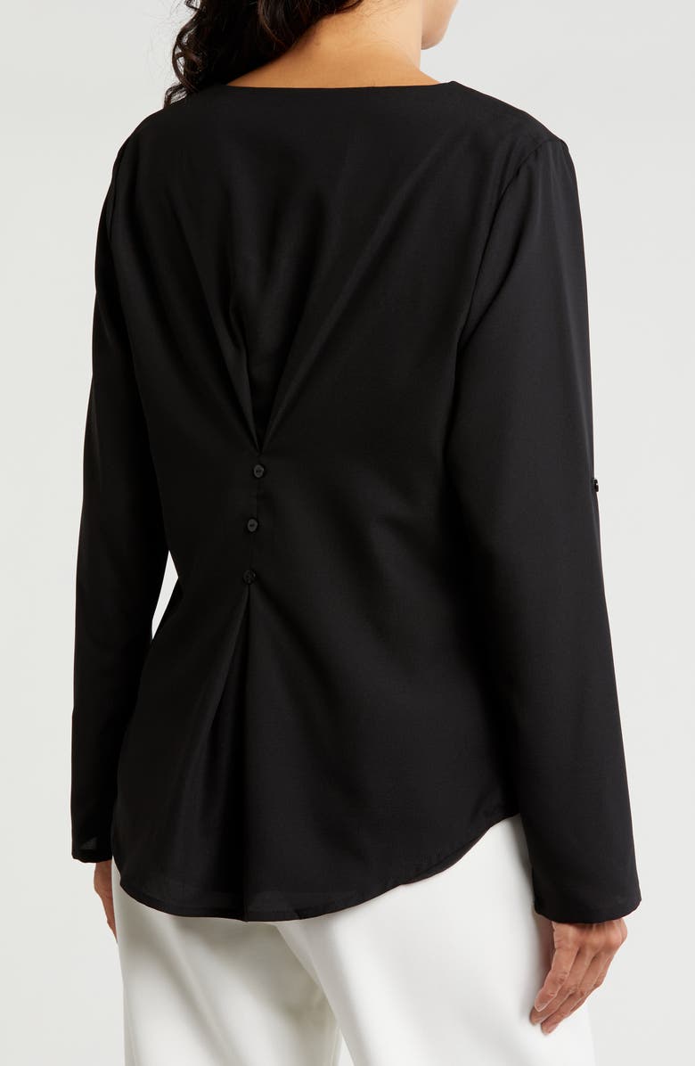 PATRIZIA LUCA Button Back Long Sleeve Top, Alternate, color, Black