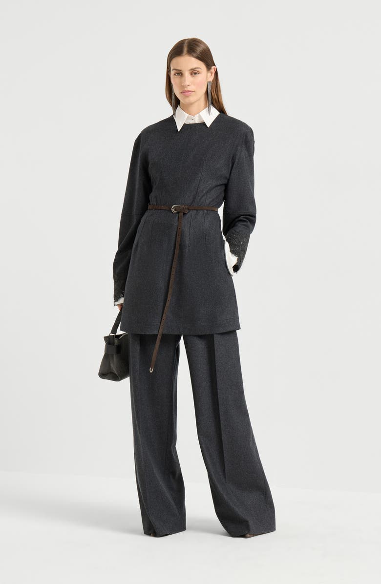 Brunello Cucinelli Flared sartorial trousers, Alternate, color, Dark Grey