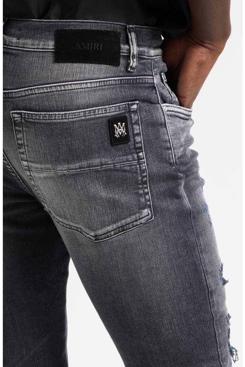 Snake Thrasher Ripped & Repaired Stretch Denim Skinny Jeans, Alternate, color, STORM BLACK