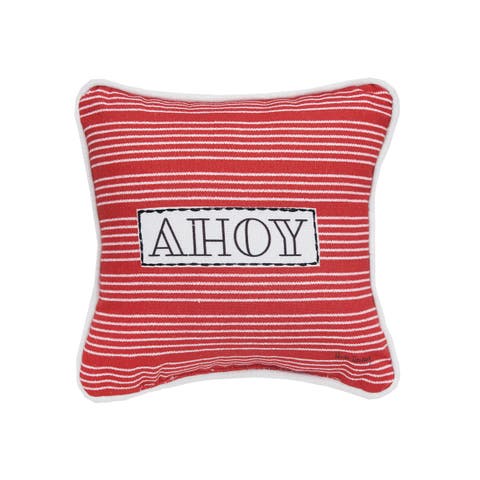 Ahoy Stripe Printed and Applique Small Petite Accent Throw Pillow