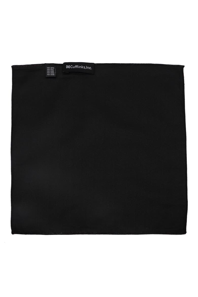 Sugar Skull Silk Pocket Square, Alternate, color, BLACK