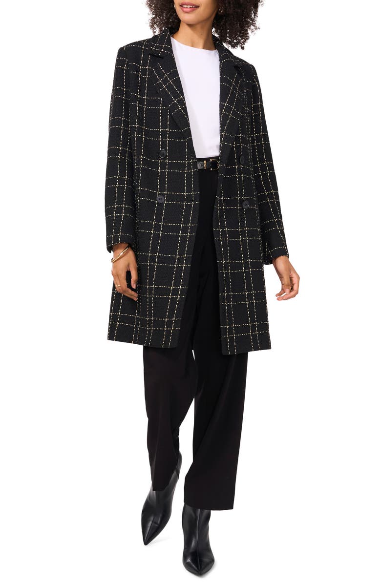 Vince Camuto Windowpane Bouclé Coat, Main, color,