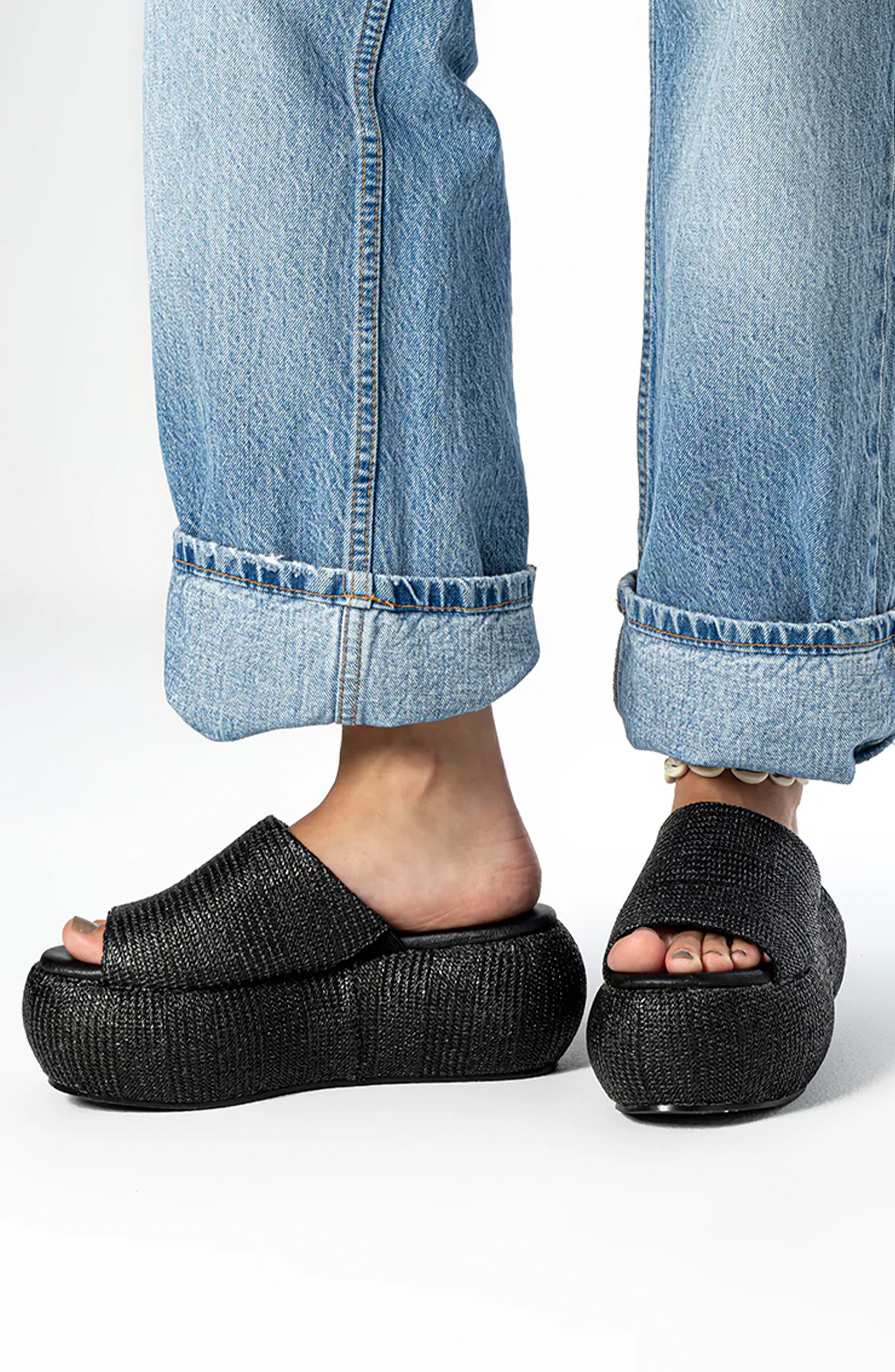 SHUSHOP Ilana Platform Slide Sandal, Alternate, color, Black