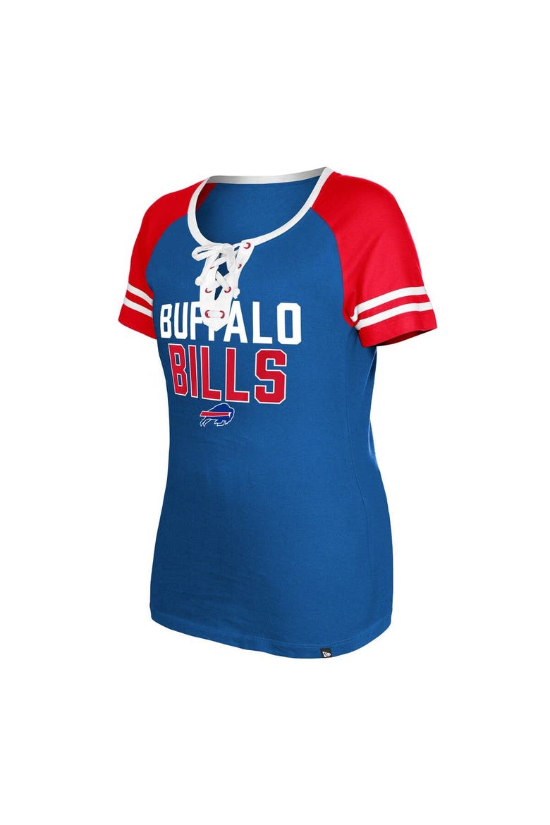 Women's New Era  Royal Buffalo Bills Raglan Lace-Up T-Shirt, Alternate, color, Royal