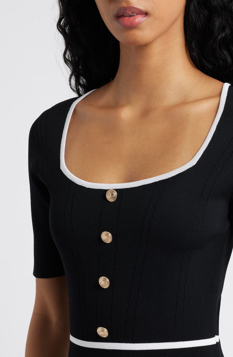 FREEMARKET Short Sleeve Knit Dress, Alternate, color, Black/ White