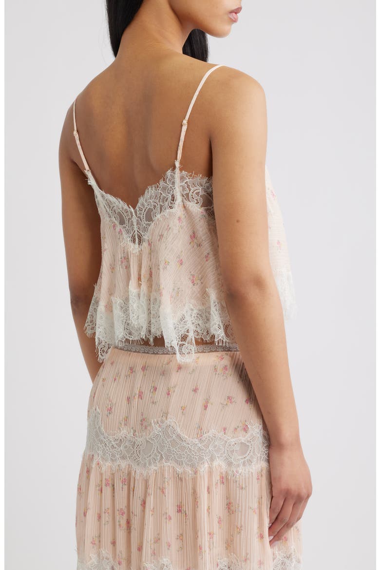 Elysia Eyelash Lace Trim Crop Silk Top, Alternate, color, SWEET NECTAR