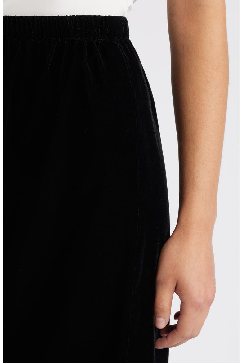Gracie Lace Detail Velvet Midi Skirt, Alternate, color, BLACK VELVET
