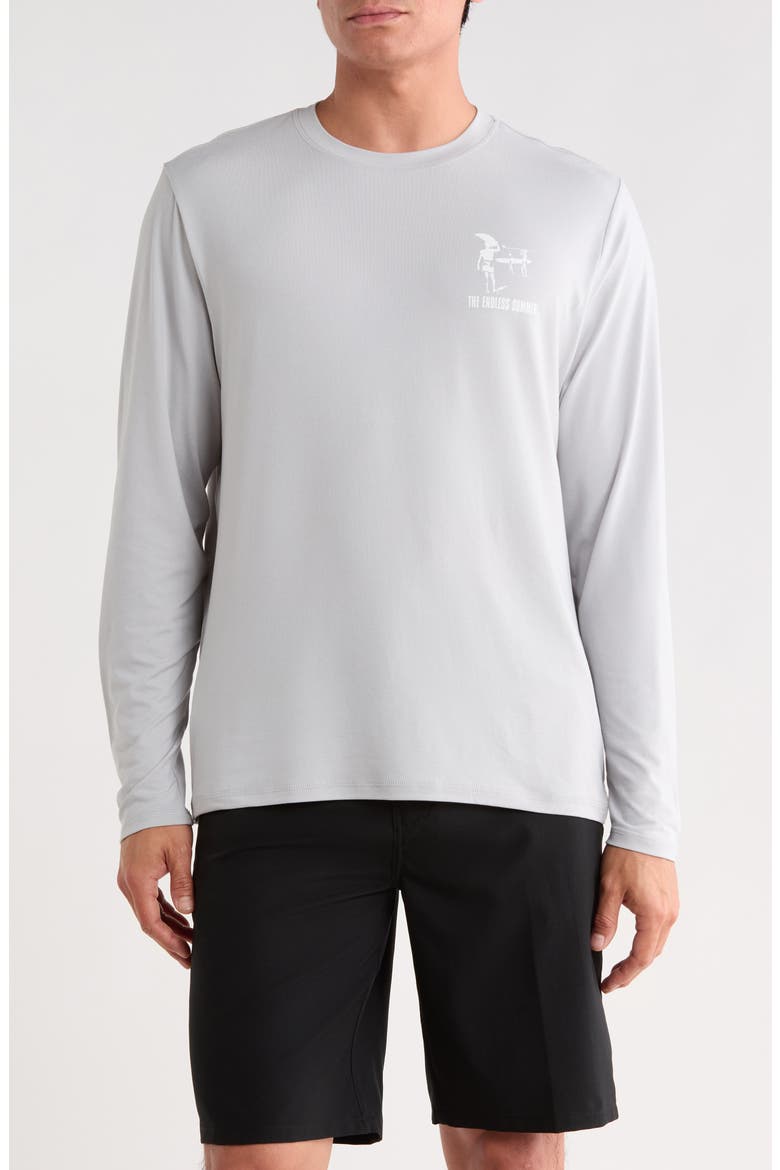 Graphic Long Sleeve Sun Shirt, Main, color, HEATHER GREY