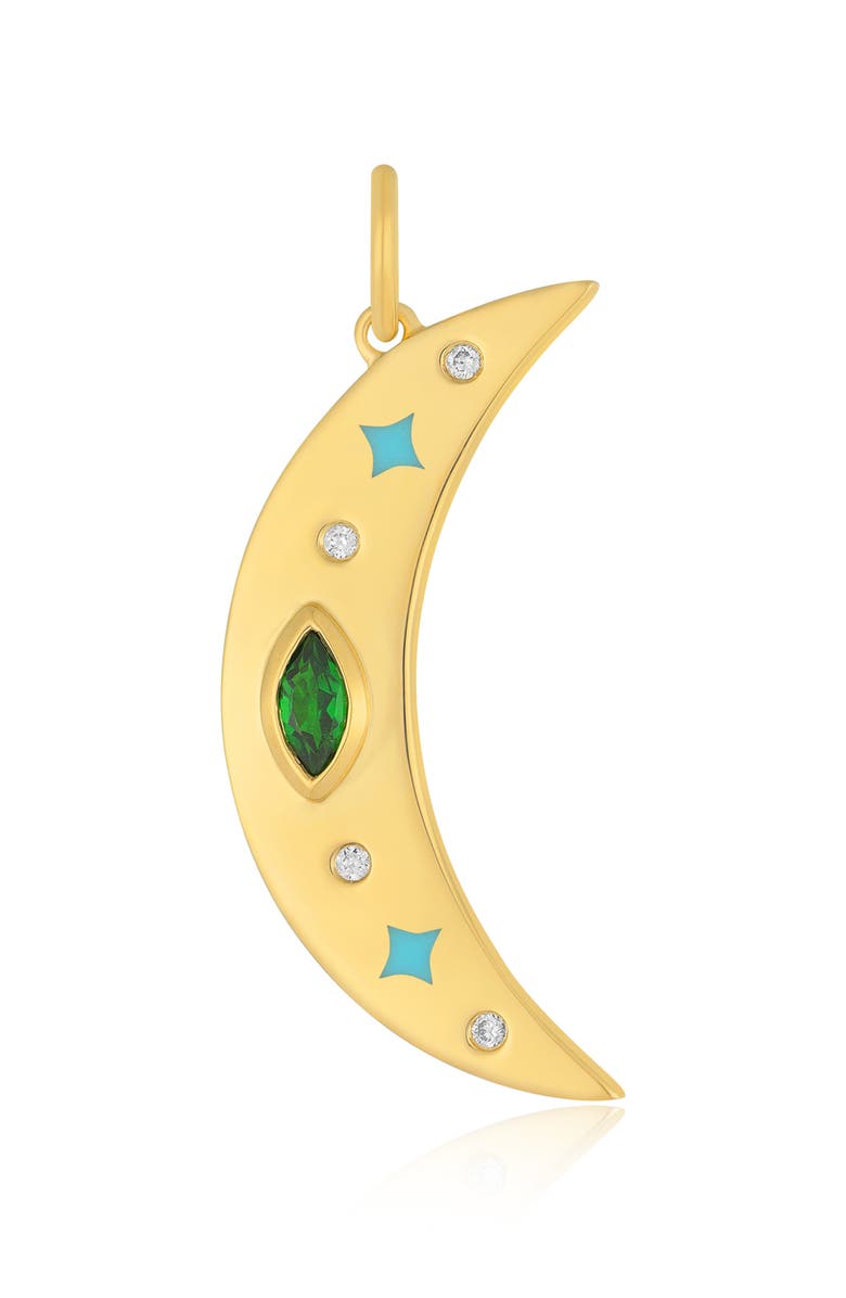 EF Collection Jumbo Magic Moon Tsavorite & Diamond Charm, Main, color, 14K Yellow Gold