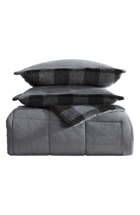 Cabin Plaid Reversible Faux Shearling Comforter Set