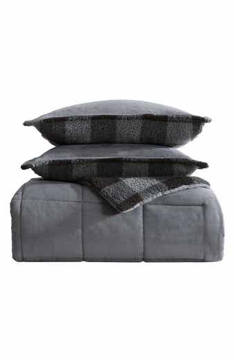 Eddie Bauer Cabin Plaid Reversible Faux Shearling Comforter Set