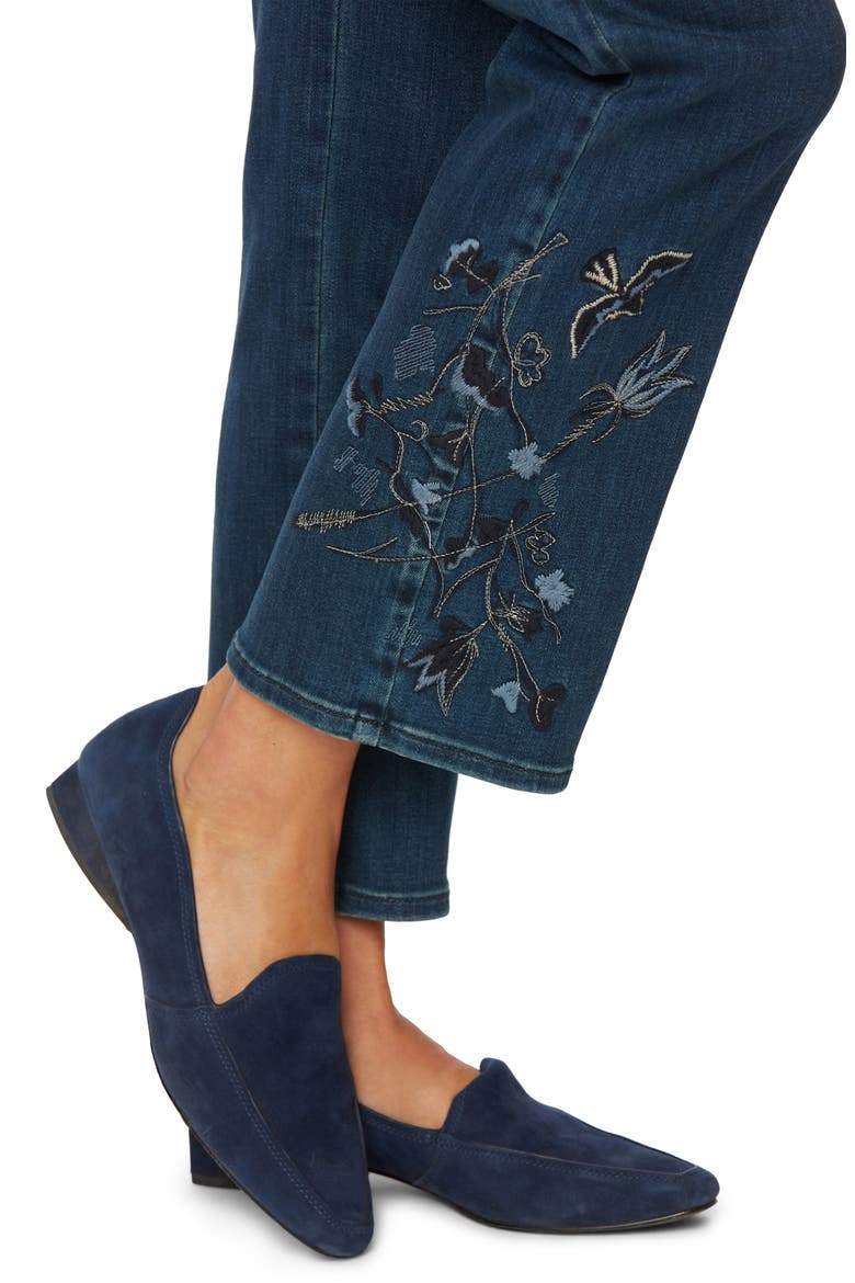 Embroidered Relaxed Ankle Straight Leg Jeans, Alternate, color, CLEAN REVERENCE