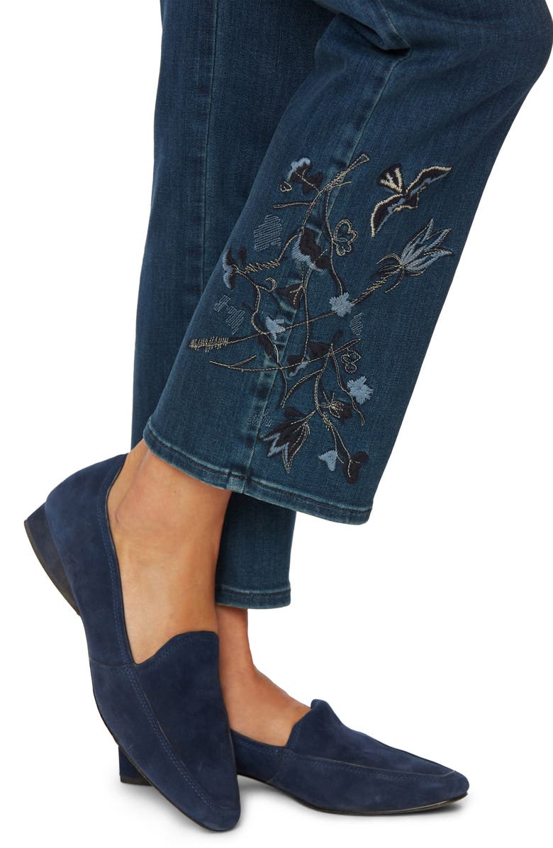 NYDJ Embroidered Relaxed Ankle Straight Leg Jeans, Alternate, color,