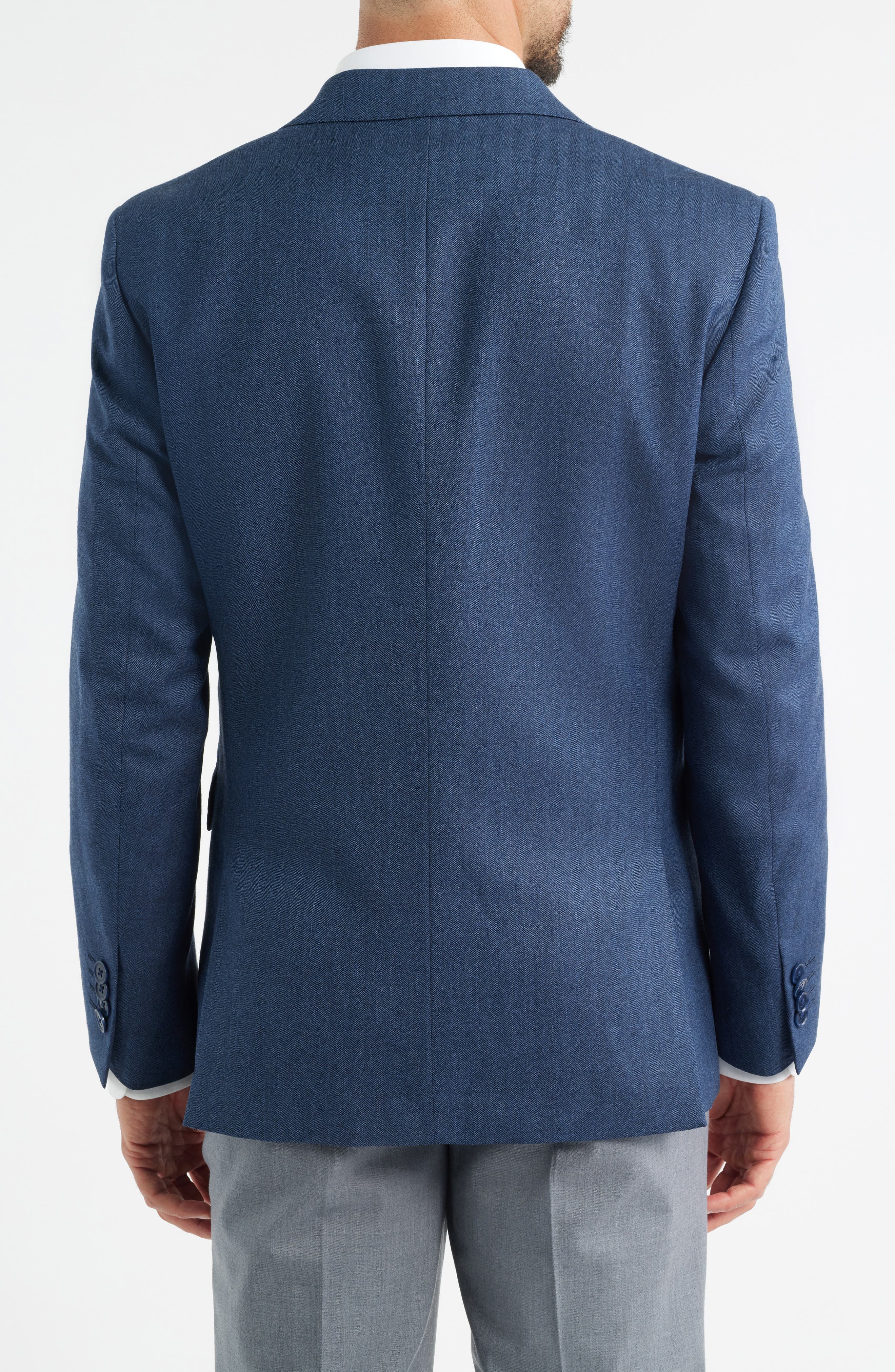 Modern Fit Blue Wool Blend Herringbone Sport Coat - image 2