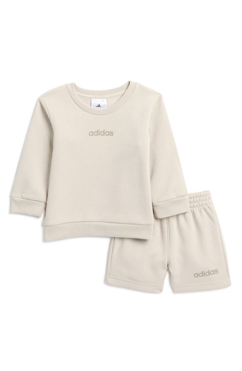 adidas Cotton Blend Fleece Sweatshirt & Shorts Set, Main, color, 