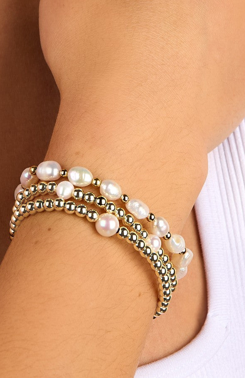 Little Sky Stone Avery Pearl Bead Bracelet In White