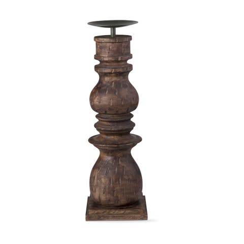 Indio Chestnut Brown Mango Wood Candle Holder Decorative Accent