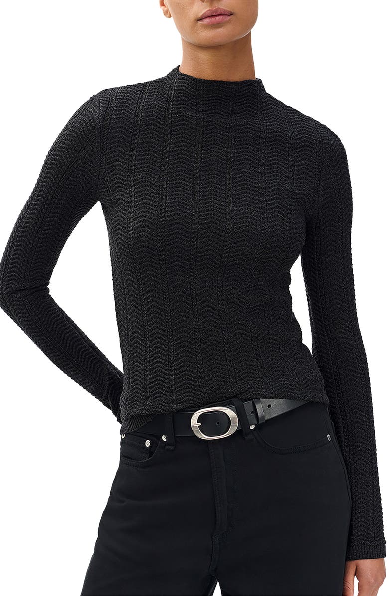 rag & bone Francesca Merino Wool Crop Sweater, Main, color, Charcoal
